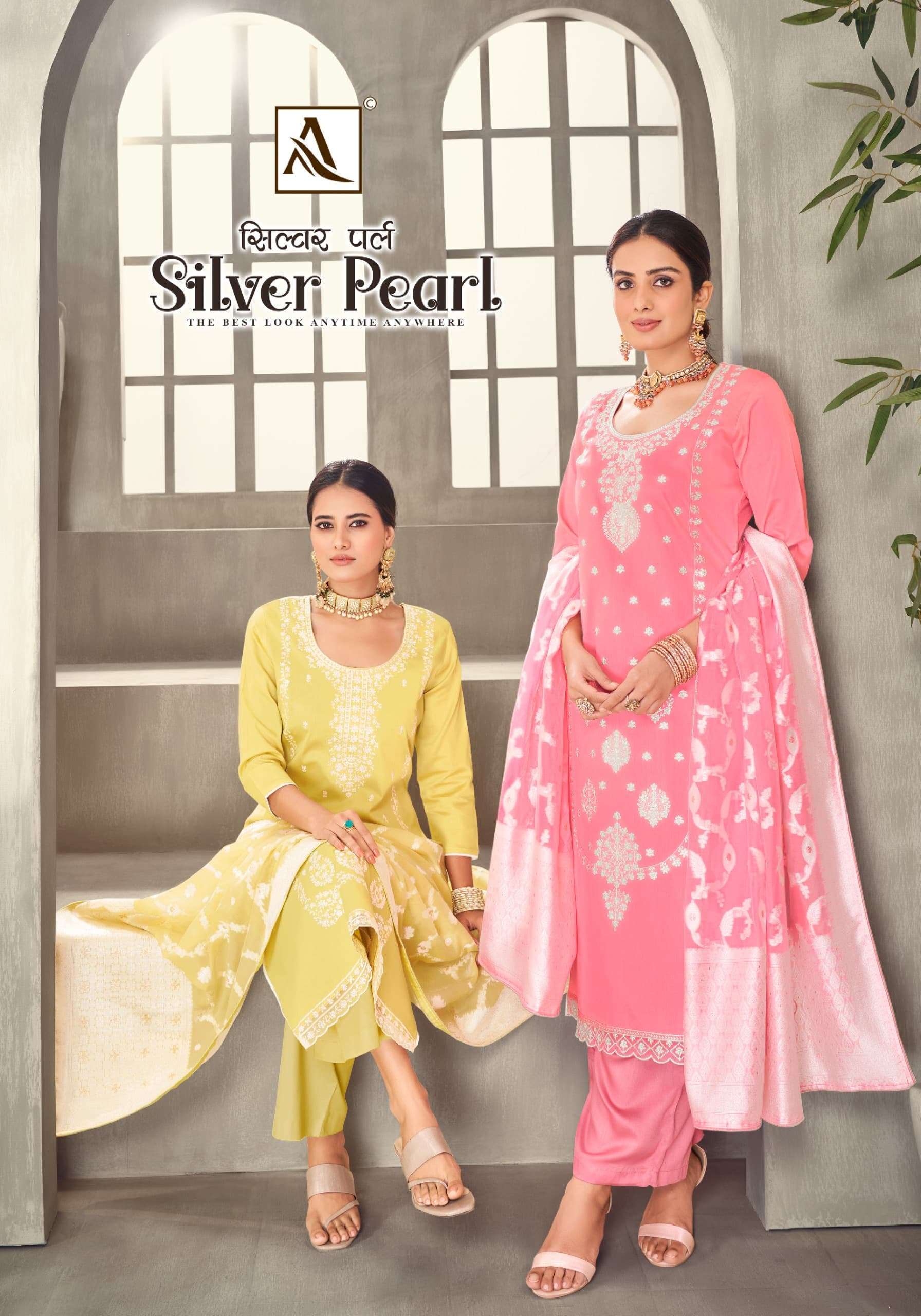 SILVER PEARL BY ALOK SUIT 1469-001 TO 1469-006 SERIES JAM COTTON EMBROIDERY WORK DRESSES