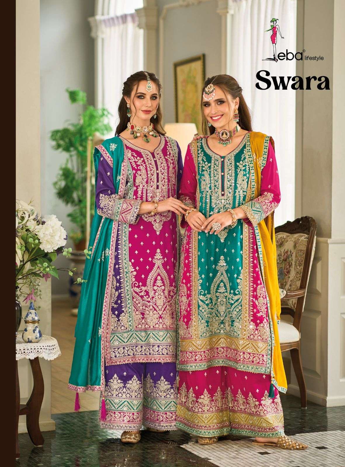 SWARA BY EBA LIFESTYLE 1668 & 1669 SERIES PREMIUM SILK EMBROIDERY WORK READYMADE DRESSES