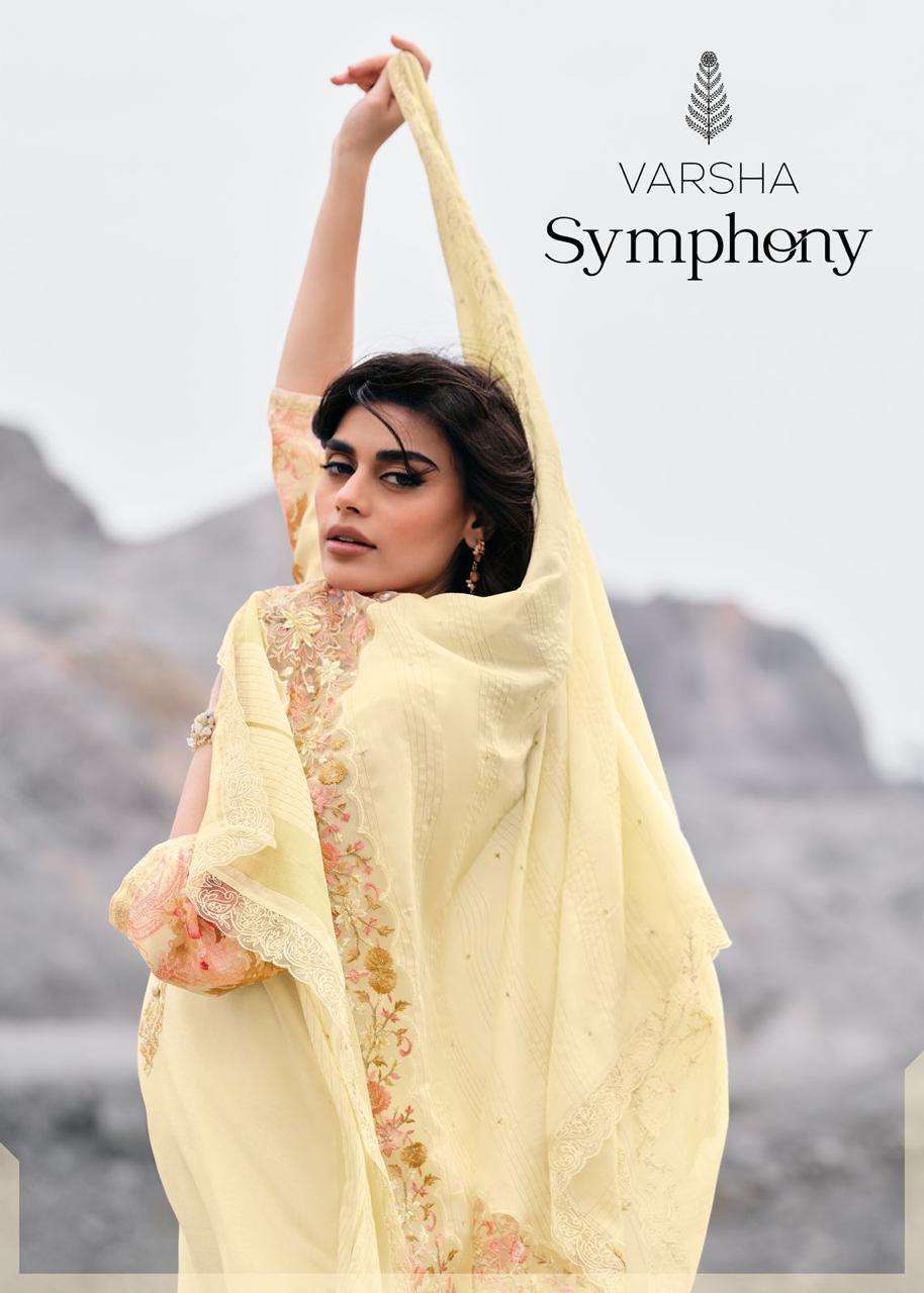 SYMPHONY BY VARSHA 01 TO 04 SERIES COTTON LINEN PRINT EMBROIDERY WORK DRESSES