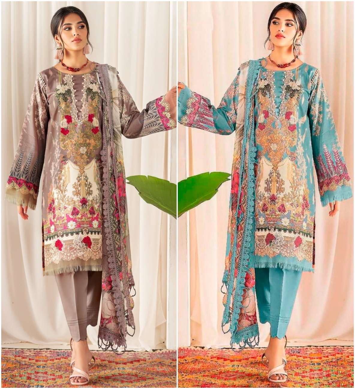 TAJ 422 & 499 HITS BY TAJ CREATION PURE COTTON PRINT WORK PAKISTANI DRESSES