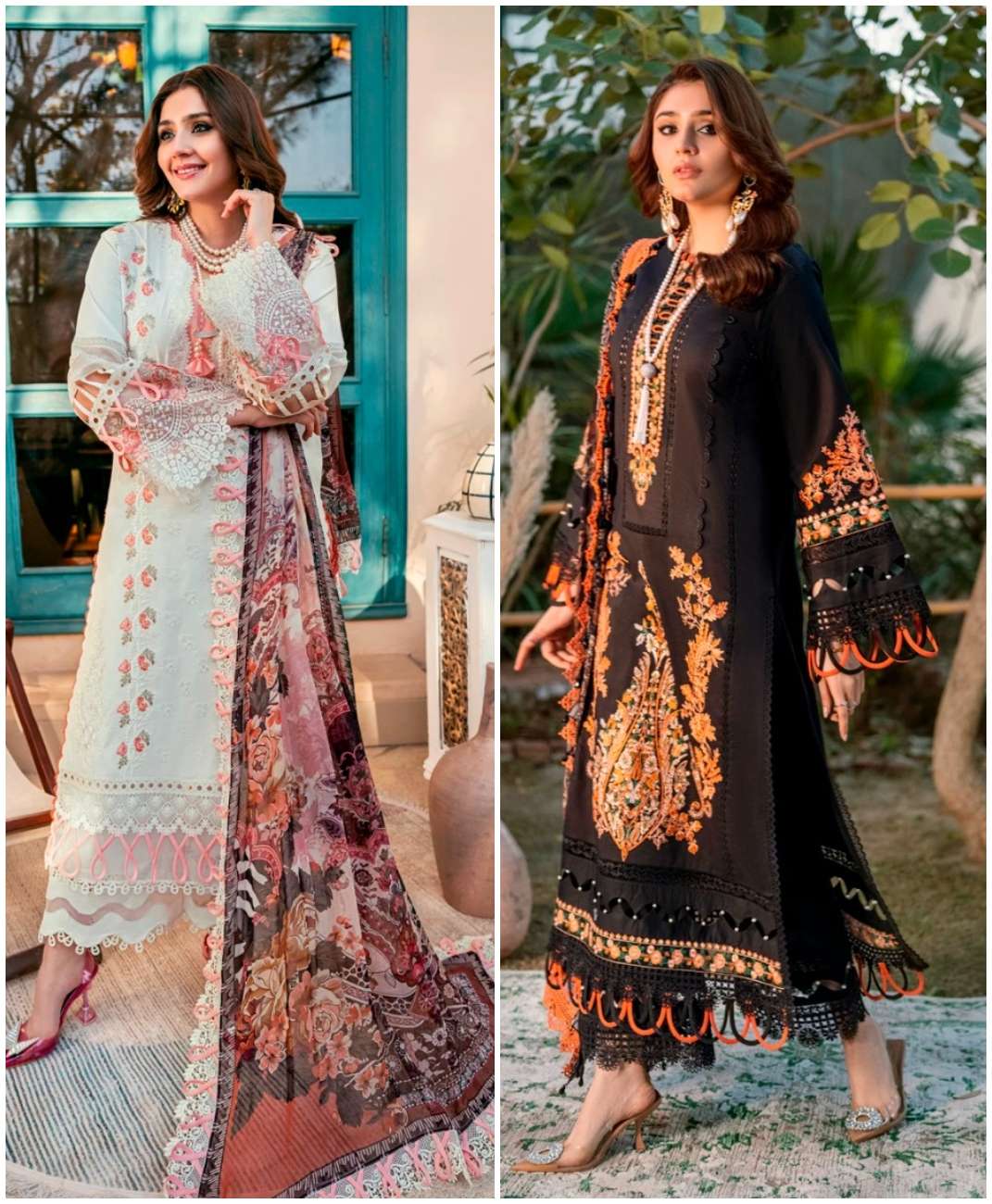 TAJ 470 & 471 HITS BY TAJ CREATION PURE COTTON PRINT WORK PAKISTANI DRESSES