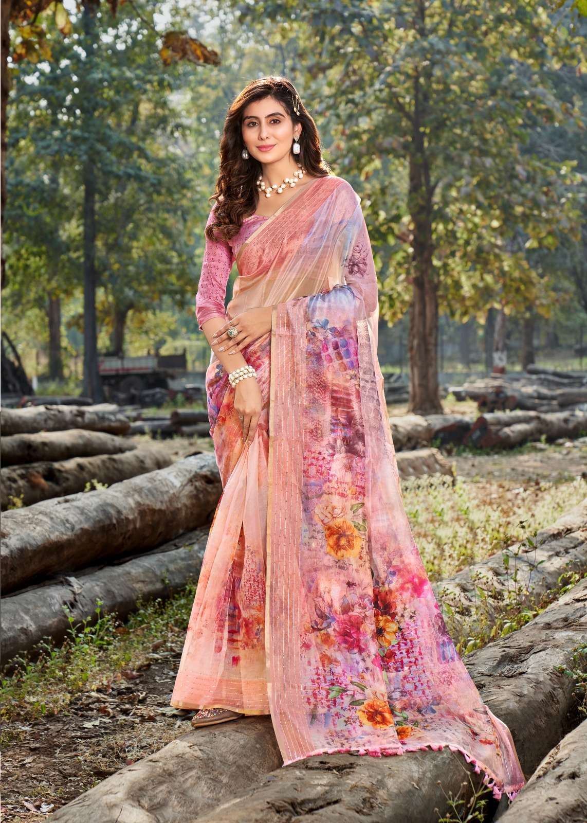 TANUZA SAUMIYA BY AQSAWHOLESALE ORGANZA DIGITAL PRINT WORK SAREES