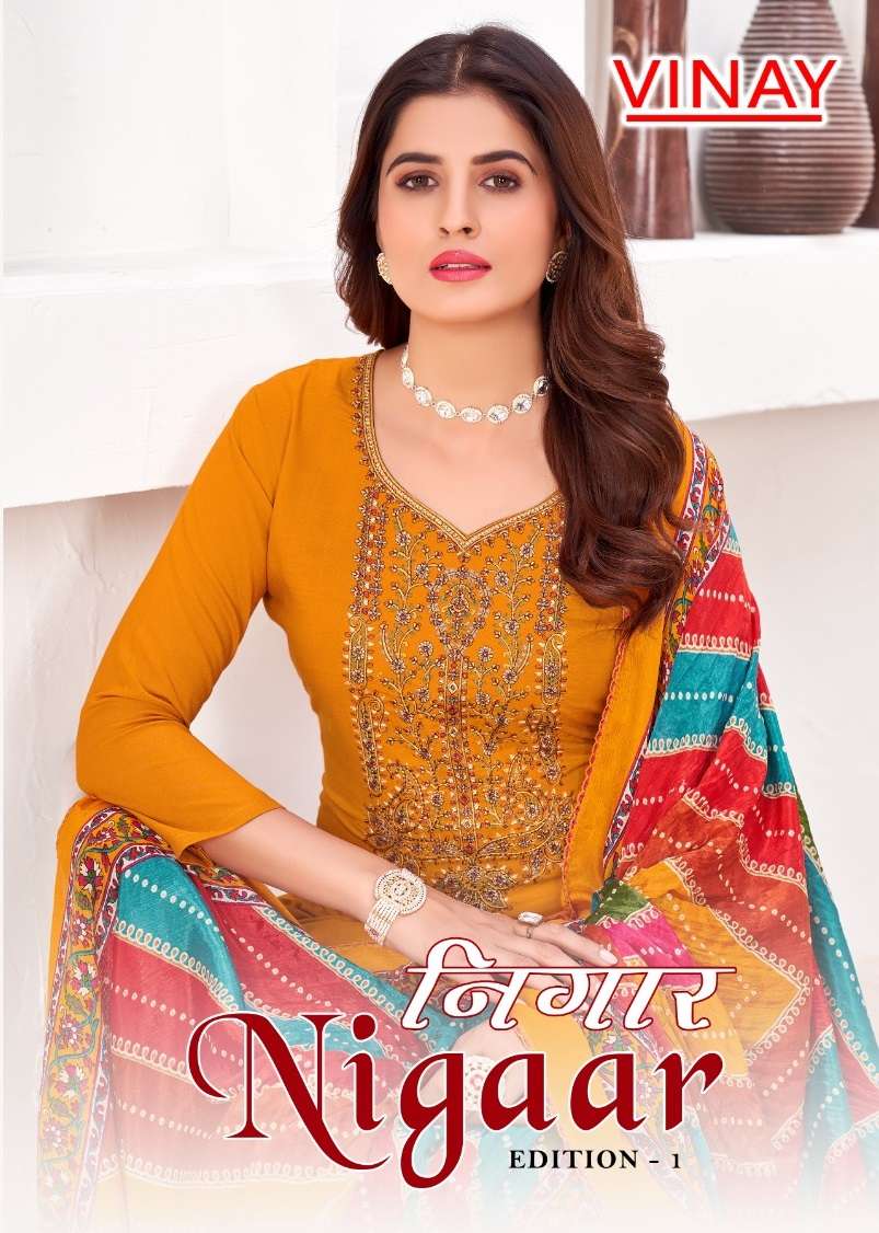 VINAY NIGAAR EDITION BY AQSAWHOLESALE 1001 TO 1008 SERIES RAYON EMBROIDERY DRESSES