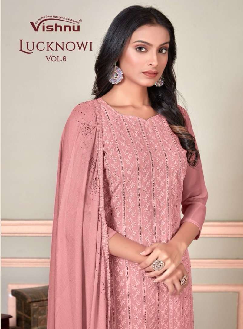 VISHNU LUCKNOWI VOL-6 BY AQSAWHOLESALE 33001 TO 33008 SERIES FAUX GEORGETTE WORK DRESSES