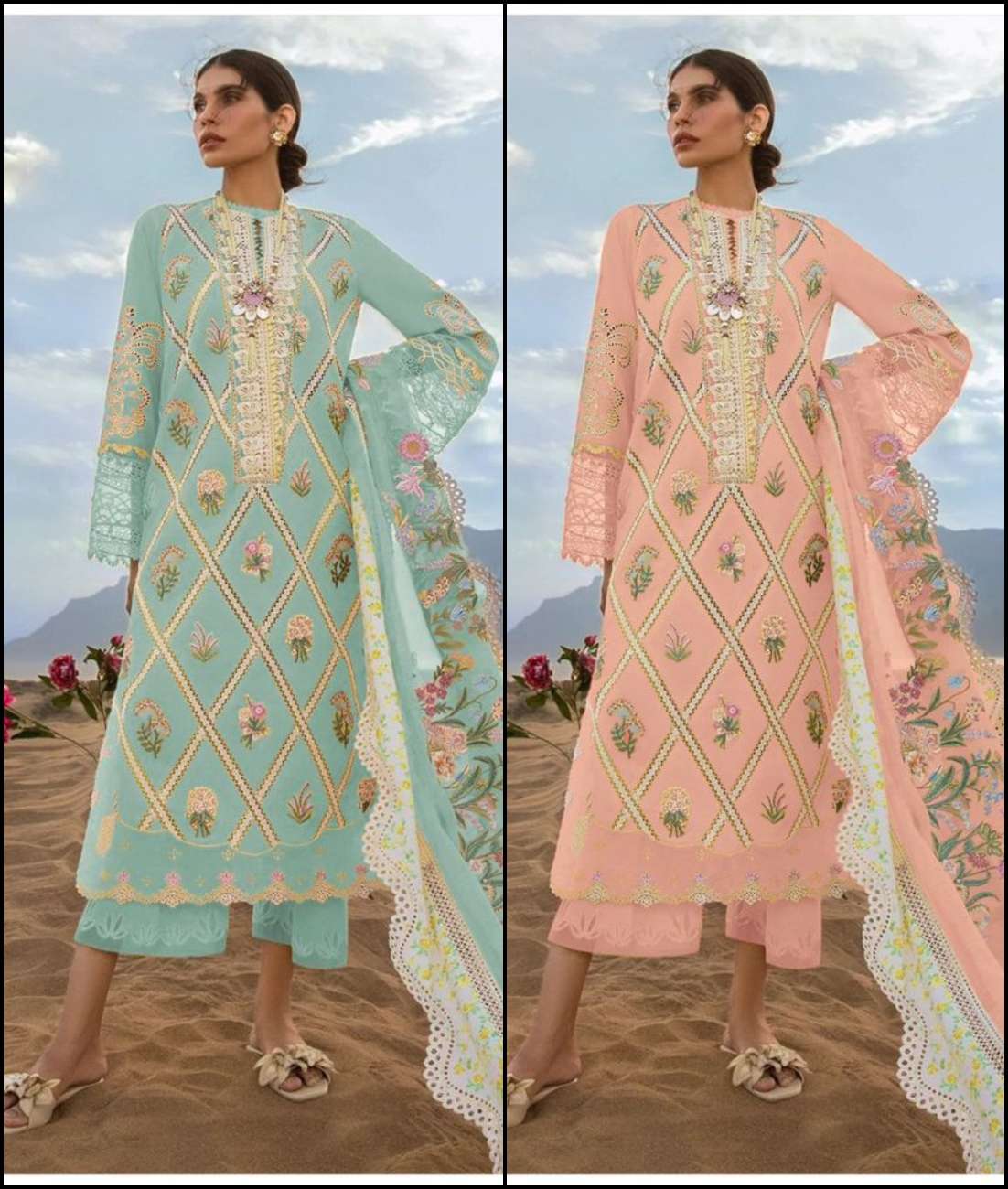 Z-319 NX BY ZIAAZ DESIGNS CAMBRIC COTTON EMBROIDERY WORK PAKISTANI DRESSES