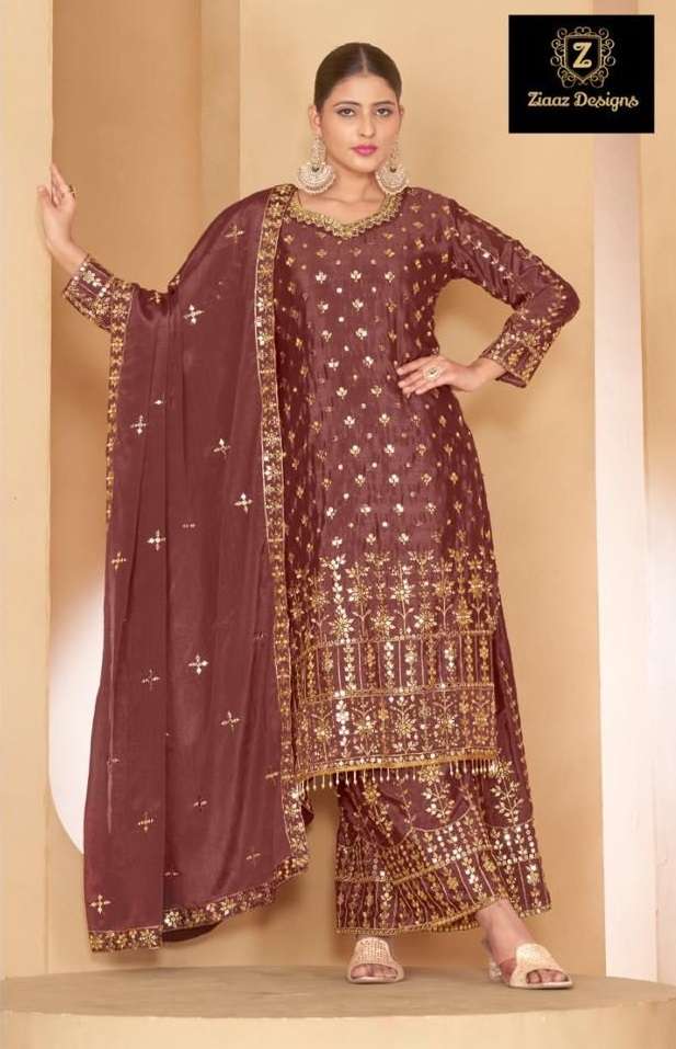 Z-441 COLOURS BY ZIAAZ DESIGNS 441-A TO 441-D SERIES CHINON WORK READYMADE DRESSES