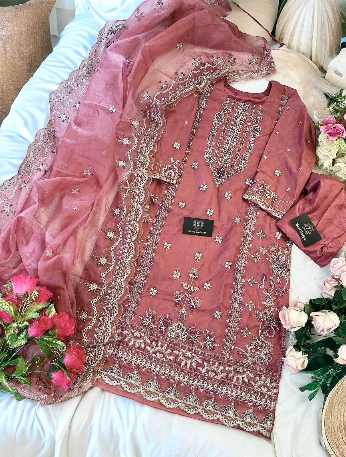 Z-452 HIT DESIGN BY ZIAAZ DESIGNS ORGANZA HEAVY EMBROIDERY WORK PAKISTANI DRESS