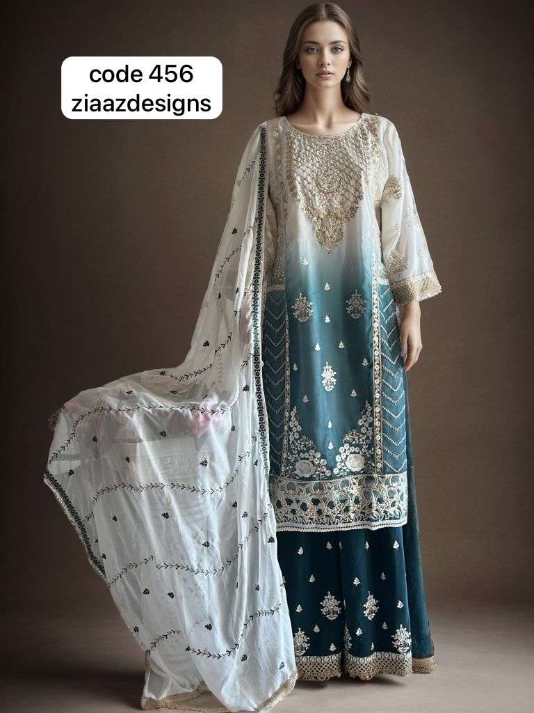 Z-456 HIT DESIGN BY ZIAAZ DESIGNS GEORGETTE HEAVY EMBROIDERY WORK PAKISTANI DRESS