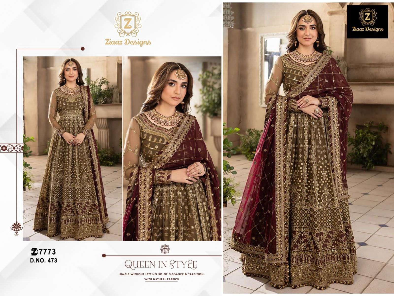 Z-473 HIT DESIGN BY ZIAAZ DESIGNS GEORGETTE HEAVY EMBROIDERY WORK PAKISTANI DRESS