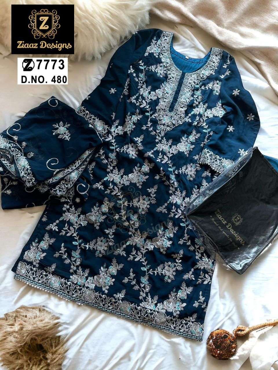 Z-480 HIT DESIGN BY ZIAAZ DESIGNS GEORGETTE HEAVY EMBROIDERY WORK PAKISTANI DRESS