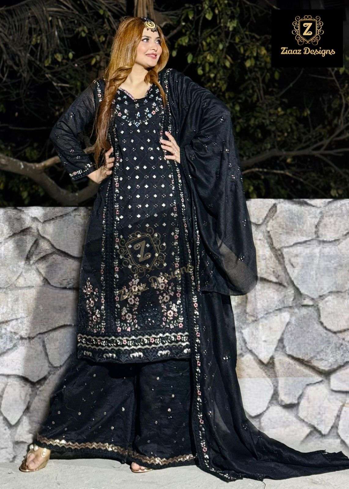 Z-484 HIT DESIGN BY ZIAAZ DESIGNS CHINON VICHITRA EMBROIDERY WORK PAKISTANI DRESS