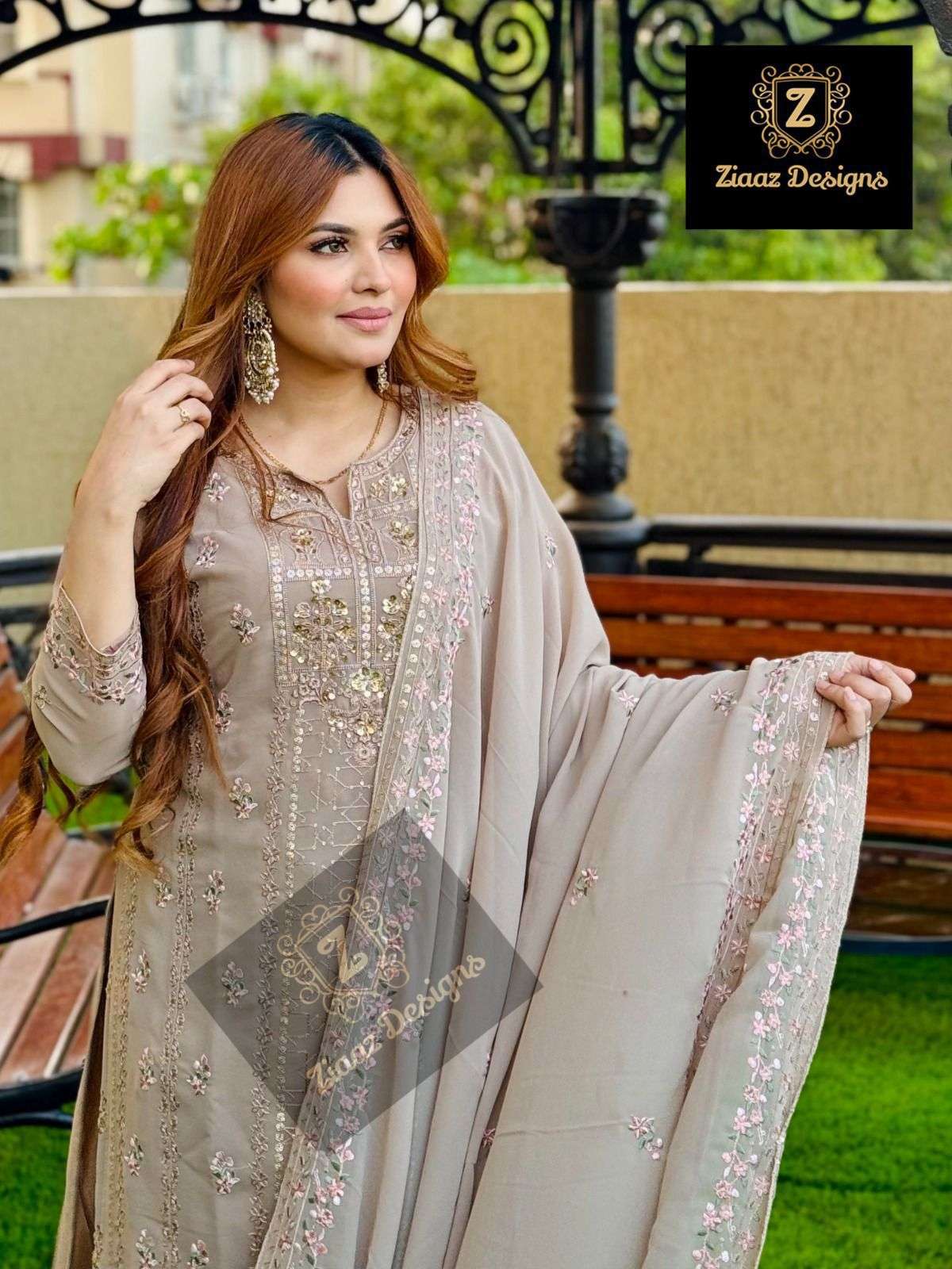 Z-487 HIT DESIGN BY ZIAAZ DESIGNS GEORGETTE HEAVY EMBROIDERY WORK PAKISTANI DRESS