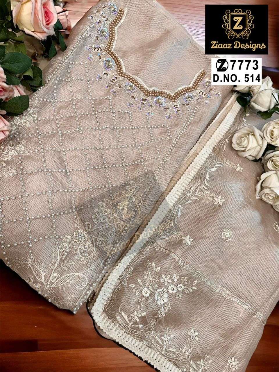 Z-514 HIT DESIGN BY ZIAAZ DESIGNS KOTA CHEX HEAVY EMBROIDERY WORK DRESS