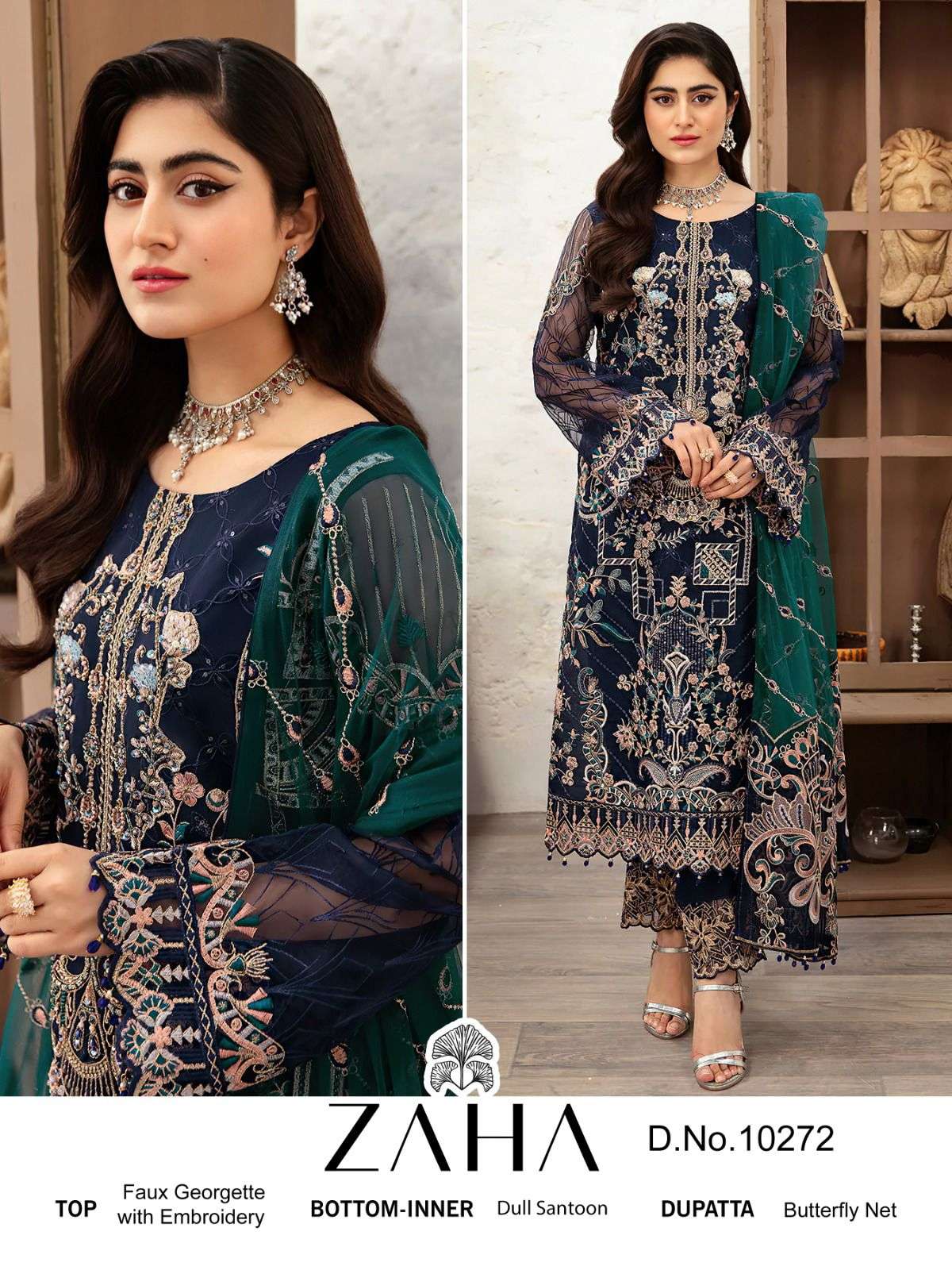 ZAHA 10272 HIT DESIGN BY ZAHA GEORGETTE HEAVY EMBROIDERY WORK PAKISTANI DRESS