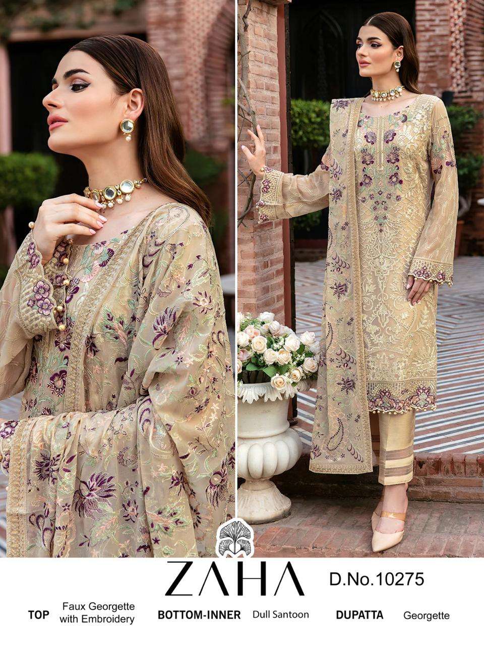 ZAHA 10275 HIT DESIGN BY ZAHA GEORGETTE HEAVY EMBROIDERY WORK PAKISTANI DRESS