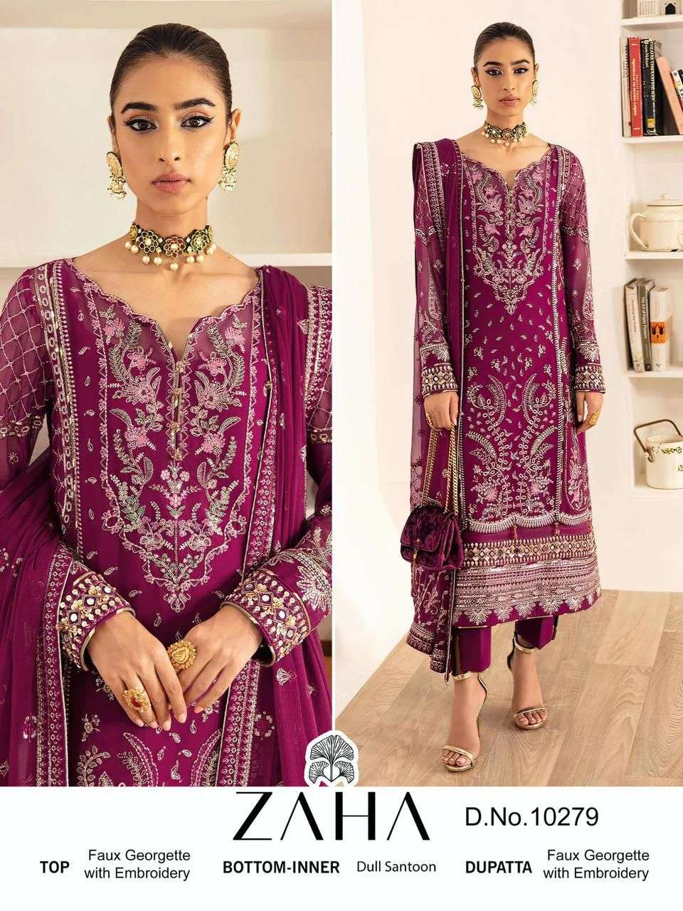 ZAHA 10279 HIT DESIGN BY ZAHA GEORGETTE HEAVY EMBROIDERY WORK PAKISTANI DRESS