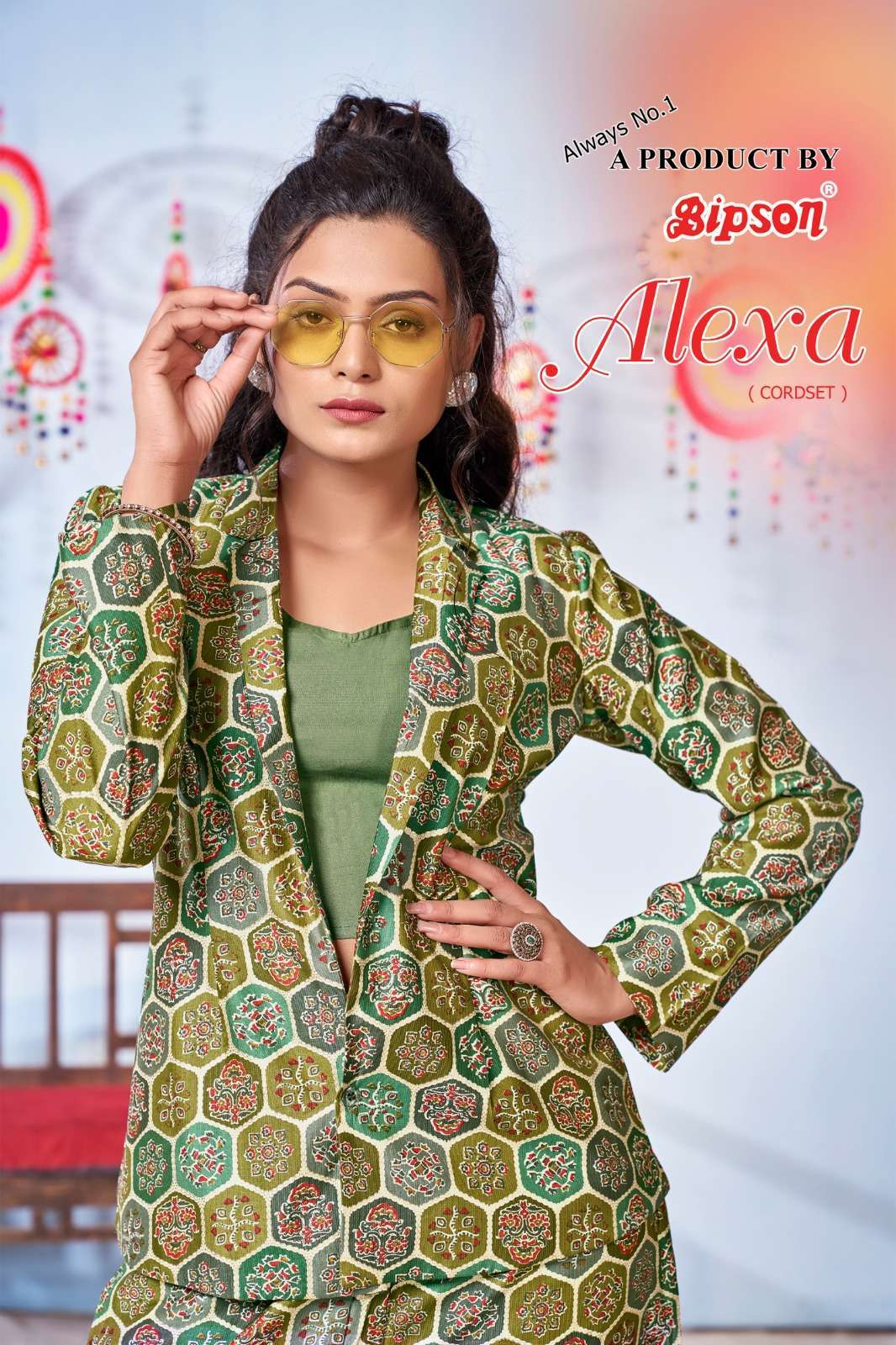 ALEXA BY BIPSON 1001-A TO 1001-D SERIES PURE CHANDERI FOIL PRINT CO-ORD SET