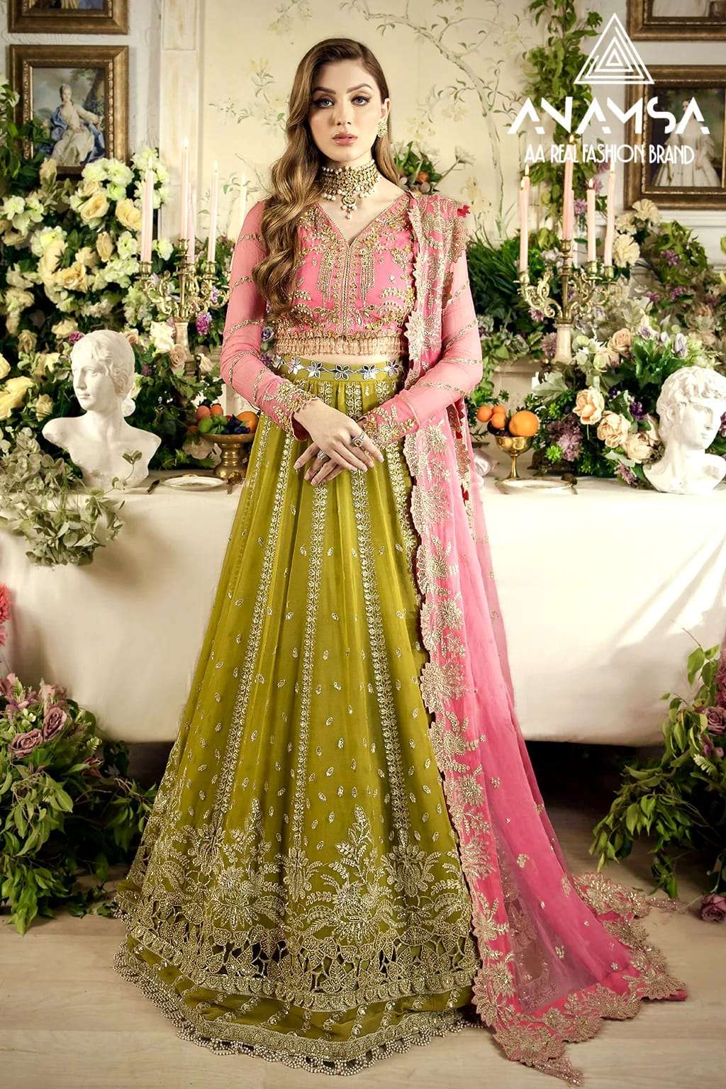 ANAMSA 425 HIT DESIGN BY ANAMSA FAUX GEORGETTE HEAVY EMBROIDERY WORK LEHENGA