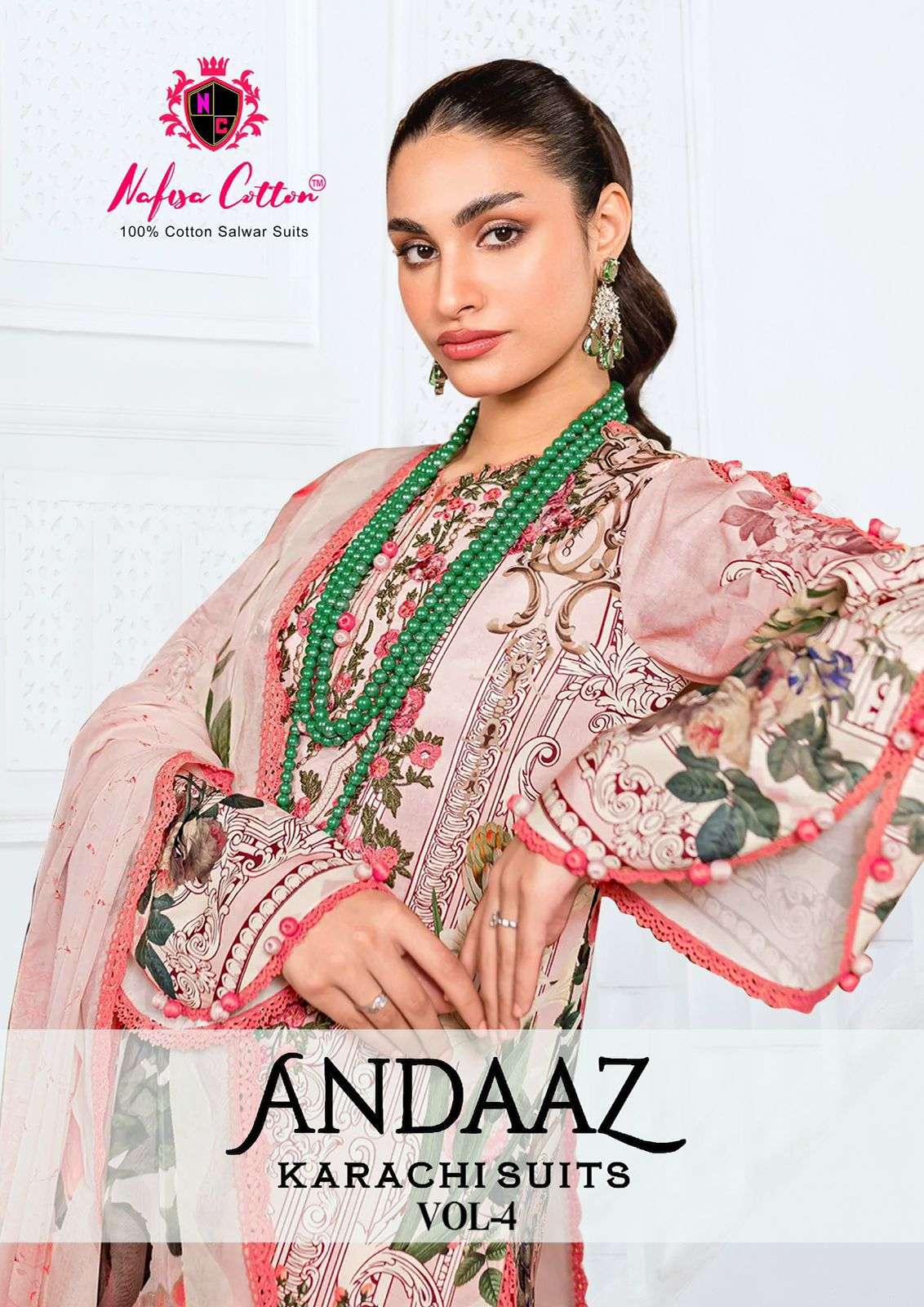 ANDAAZ KARACHI SUITS VOL-4 BY NAFISA COTTON 4001 TO 4006 SERIES COTTON PRINT DRESSES