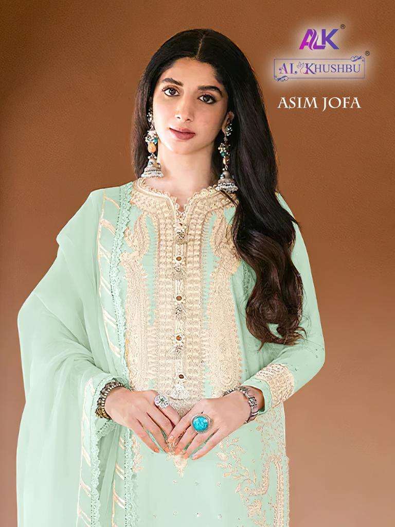 ASIM JOFA BY AL KHUSHBU 4057-A TO 4057-D SERIES GEORGETTE EMBROIDERY WORK DRESSES