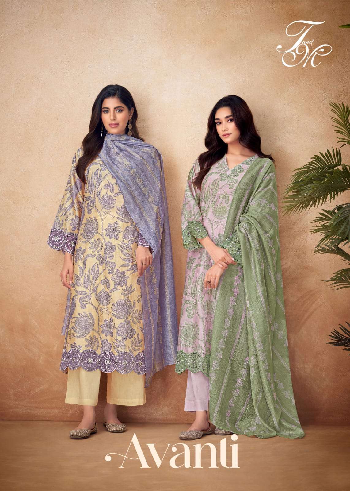 AVANTI BY T&M 7505 TO 7598 SERIES CHANDERI SILK PRINT HAND WORK DRESSES