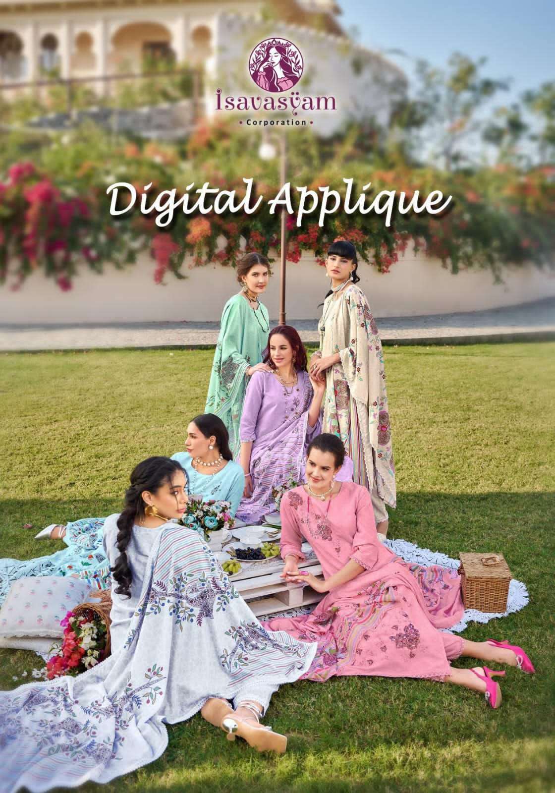 DIGITAL APPLIQUE BY ISAVASYAM 1001 TO 1006 SERIES MUSLIN COTTON PRINT WORK READYMADE DRESSES