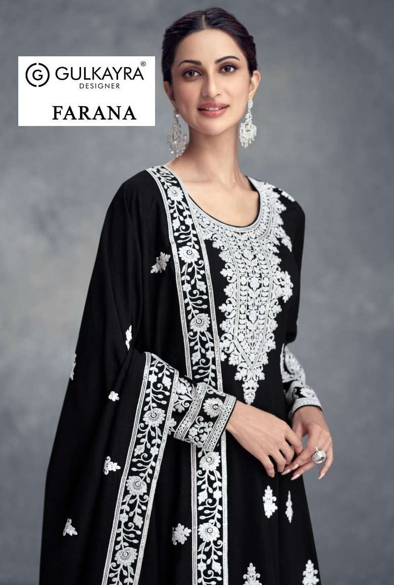 FARANA 7411 NX BY GULKAYRA CHINON HEAVY EMBROIDERY WORK READYMADE DRESSES