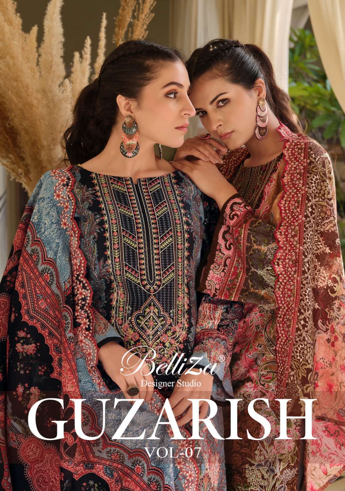 GUZARISH VOL-7 BY BELLIZA 910-001 TO 910-008 SERIES PURE COTTON PRINT WORK DRESSES