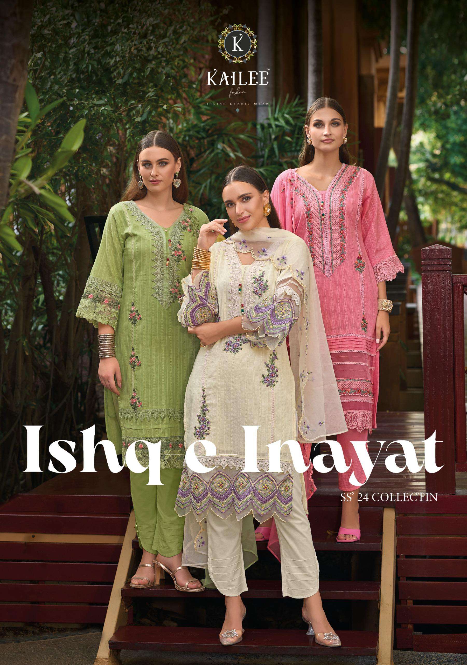 ISHQ-E-INAYAT BY KAILEE FASHION 42641 TO 42644 SERIES PURE COTTON WORK READYMADE DRESSES