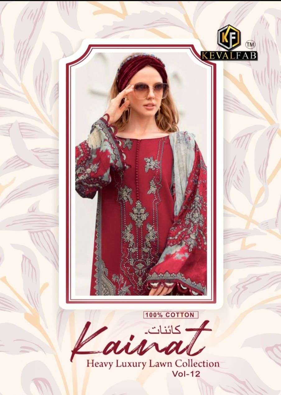 KAINAT VOL-12 BY KEVAL FAB 12001 TO 12006 SERIES HEAVY LAWN COTTON PRINT DRESSES