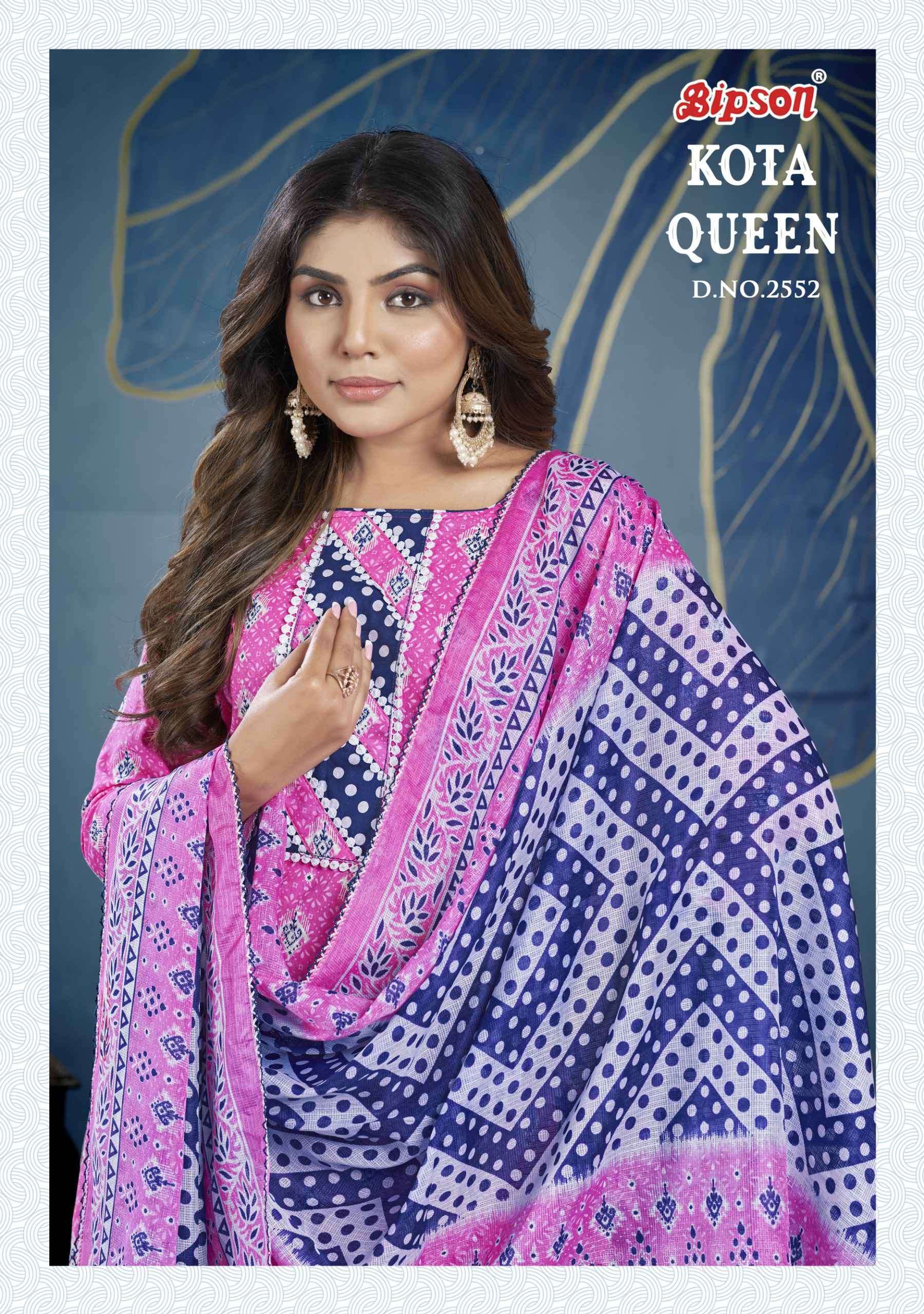 KOTA QUEEN BY BIPSON 2552-A TO 2552-D SERIES CAMBRIC COTTON PRINT WORK DRESSES