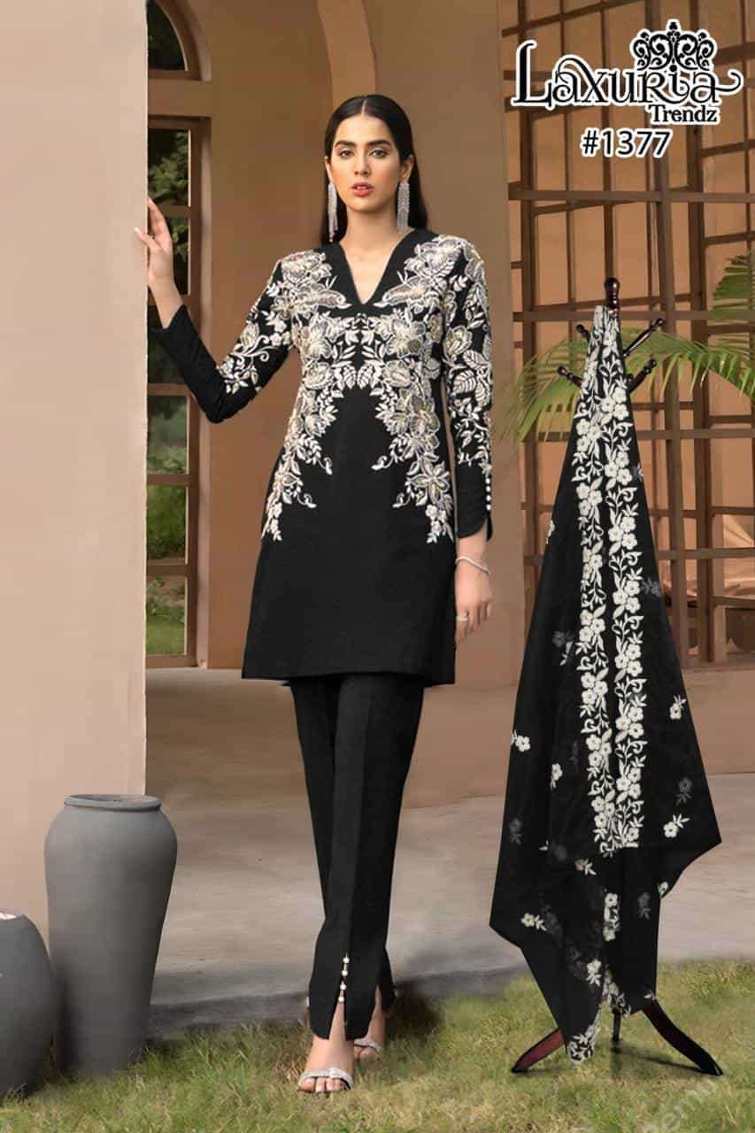 LAXURIA 1377 HIT DESIGN BY LAXURIA TRENDZ FAUX GEORGETTE HEAVY WORK READYMADE DRESS