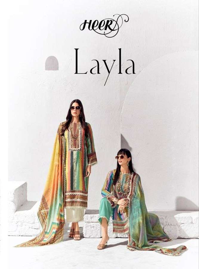 LAYLA BY HEER 9281 TO 9286 SERIES PURE LAWN COTTON PRINT EMBROIDERY WORK DRESSES