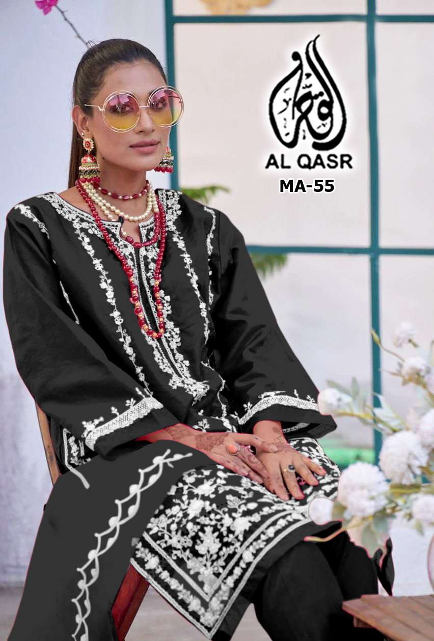 MA-55 NEW COLOURS BY AL-QASR ORGANZA HEAVY EMBROIDERY WORK READYMADE DRESSES