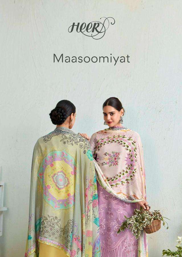 MAASOOMIYAT BY HEER 9291 TO 9296 SERIES PURE MUZLIN HEAVY EMBROIDERY WORK DRESSES