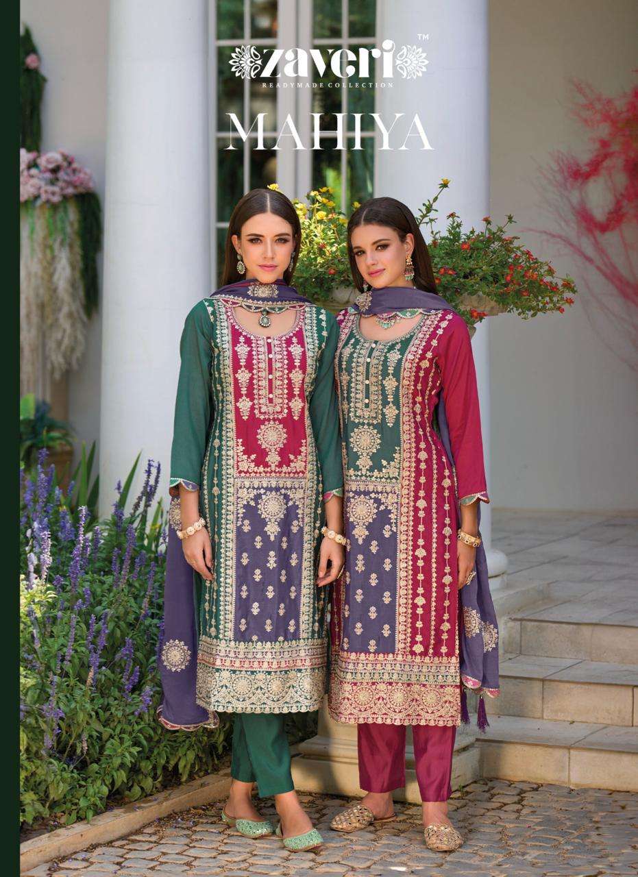 MAHIYA BY ZAVERI 1302 & 1303 SERIES HEAVY CHINON EMROIDERY WORK READYMADE DRESSES