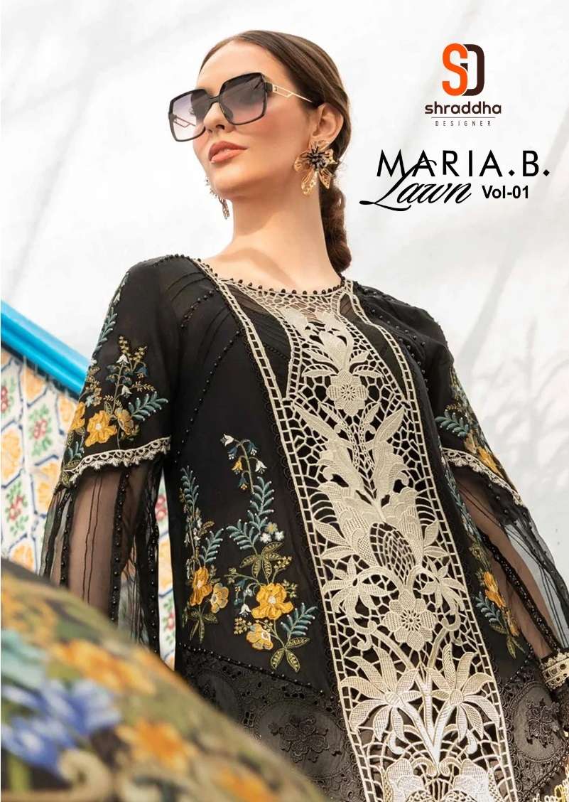 MARIA.B. LAWN VOL-1 BY SHRADDHA DESIGNER 1001 TO 1006 SERIES COTTON WORK DRESSES