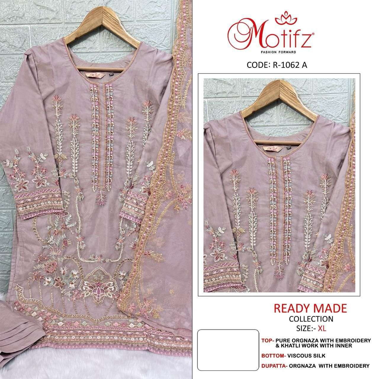 MOTIFZ 1062-A TO 1062-D SERIES BY MOTIFZ FASHION ORGANZA HEAVY WORK READYMADE DRESSES