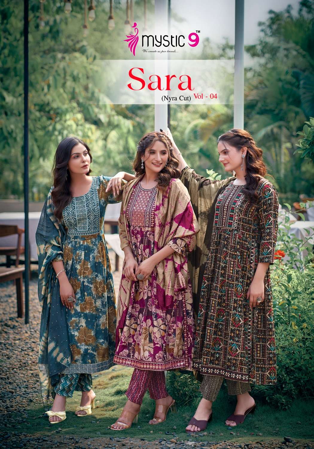 MYSTIC 9 SARA VOL-4 BY AQSAWHOLESALE 4001 TO 4008 SERIES RAYON READYMADE DRESSES