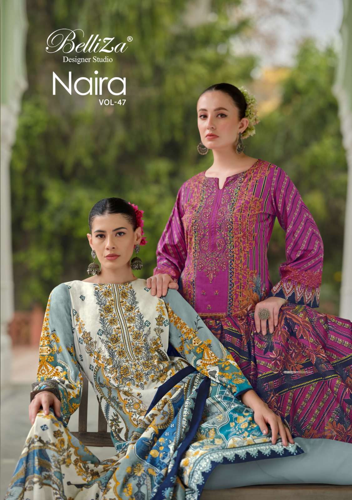 NAIRA VOL-47 BY BELLIZA 903-001 TO 903-008 SERIES PURE COTTON PRINT WORK DRESSES