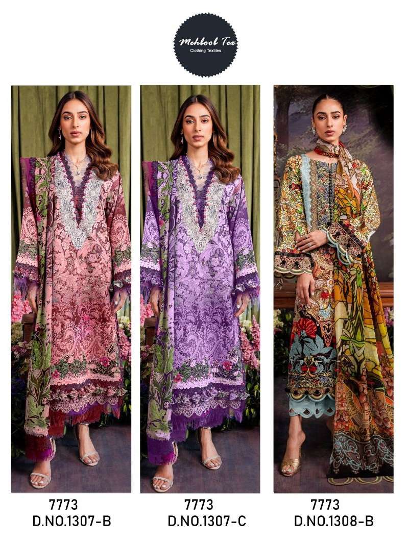 NEEDLE LAWN COLLECTION VOL-2 BY MEHBOOB TEX 1307-A TO 1307-C SERIES COTTON WORK DRESSES