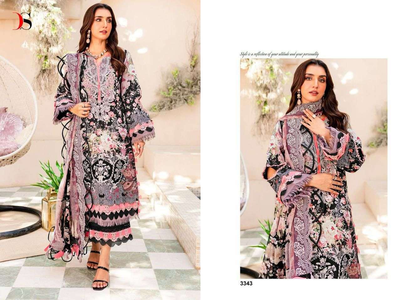 NEEDLE WONDER 3343 HIT BY DEEPSY SUITS PURE COTTON PRINT WORK DRESS