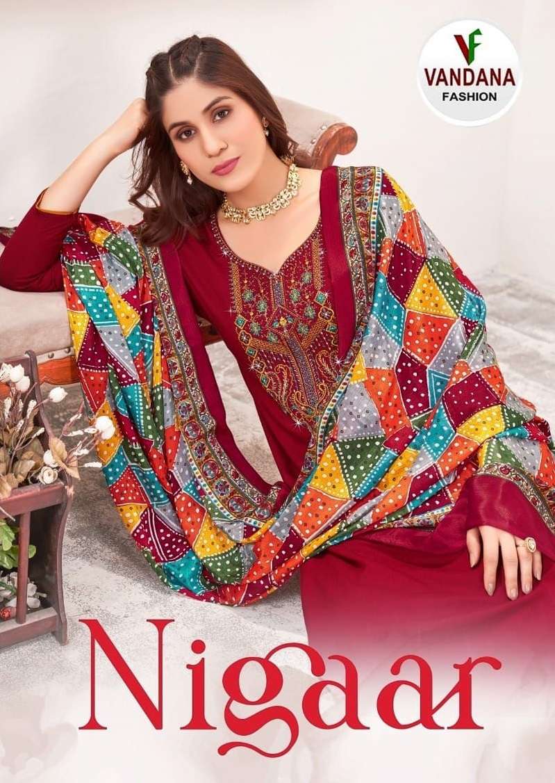 NIGAAR BY VANDANA FASHION 4001 TO 4008 SERIES PURE RAYON EMBROIDERY WORK DRESSES