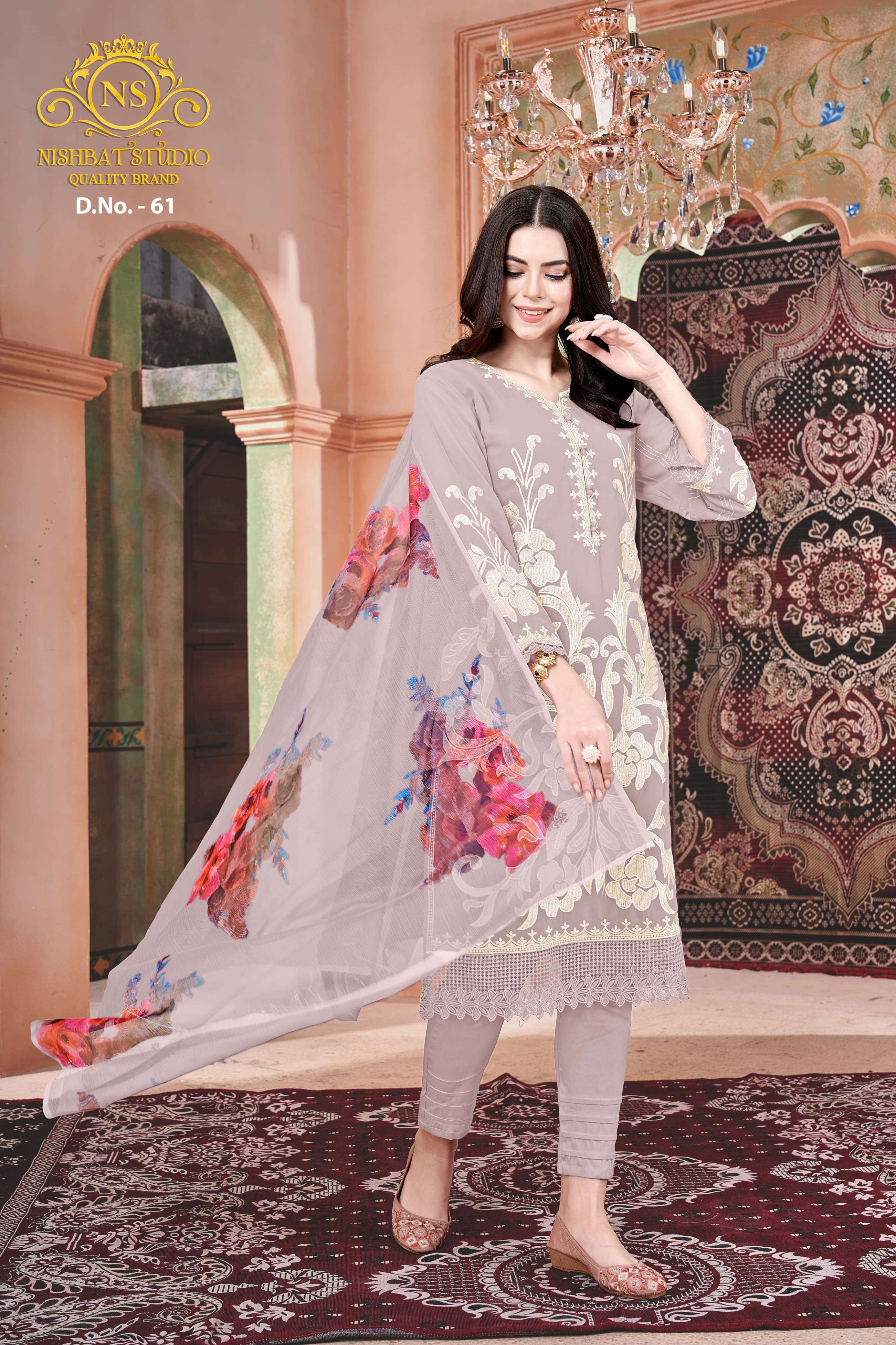 NISHBAT STUDIO 61 BY AQSAWHOLESALE PURE GEORGETTE WORK READYMADE DRESS