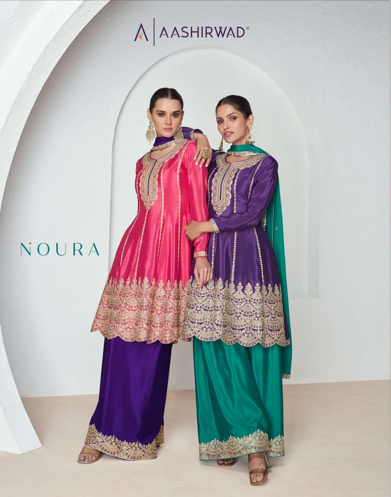 NOURA BY AASHIRWAD CREATION 9931 & 9932 SERIES PREMIUM CHINON SILK WORK DRESSES