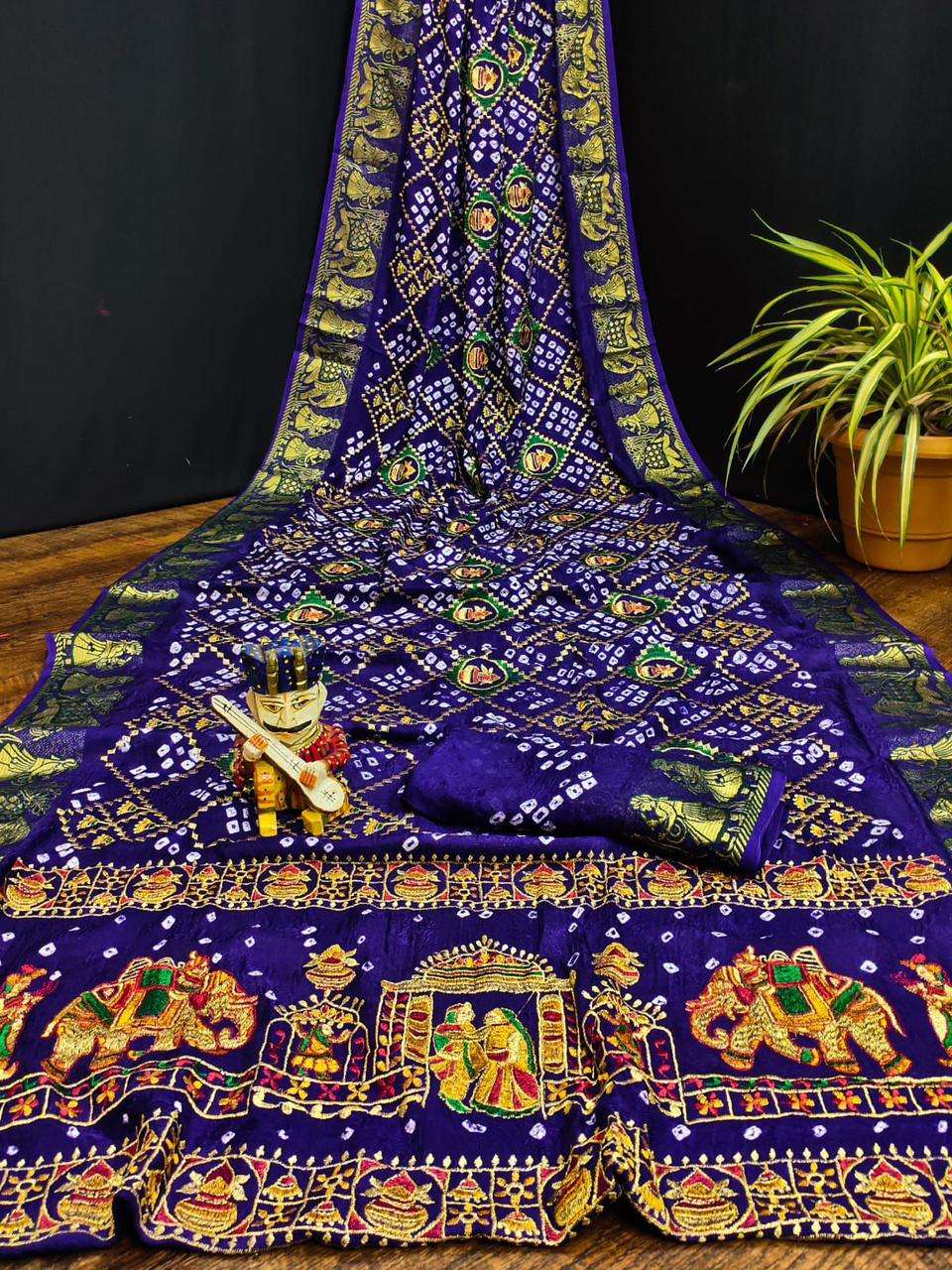 PTR-KALASH BY AQSAWHOLESALE ART SILK BANDHEJ PRINT WORK SAREES