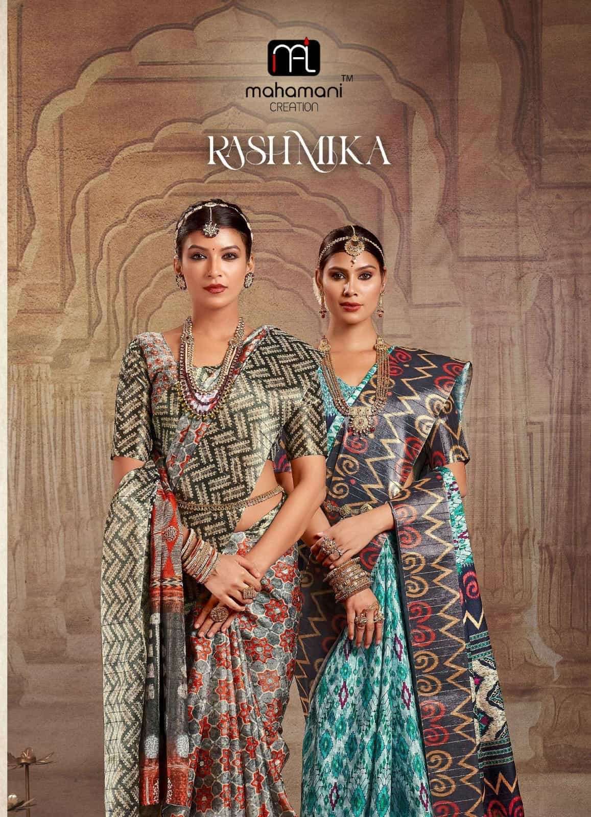 RASHMIKA BY MAHAMANI CREATION 1001 TO 1012 SERIES GOTHA SILK PRINT CASUAL SAREES