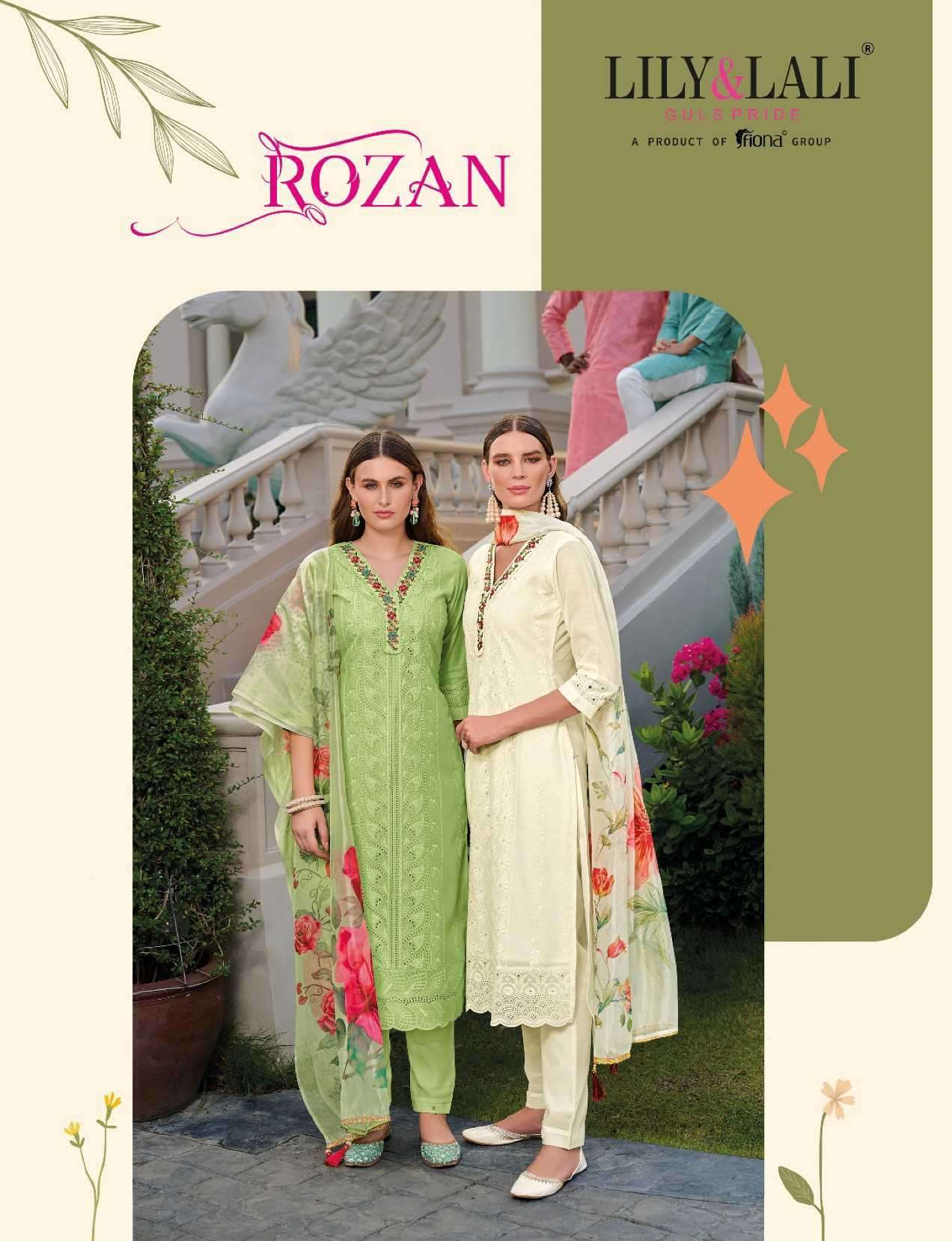 ROZAN BY LILY&LALI 17301 TO 17306 SERIES FANCY SCHIFFLI WORK READYMADE DRESSES