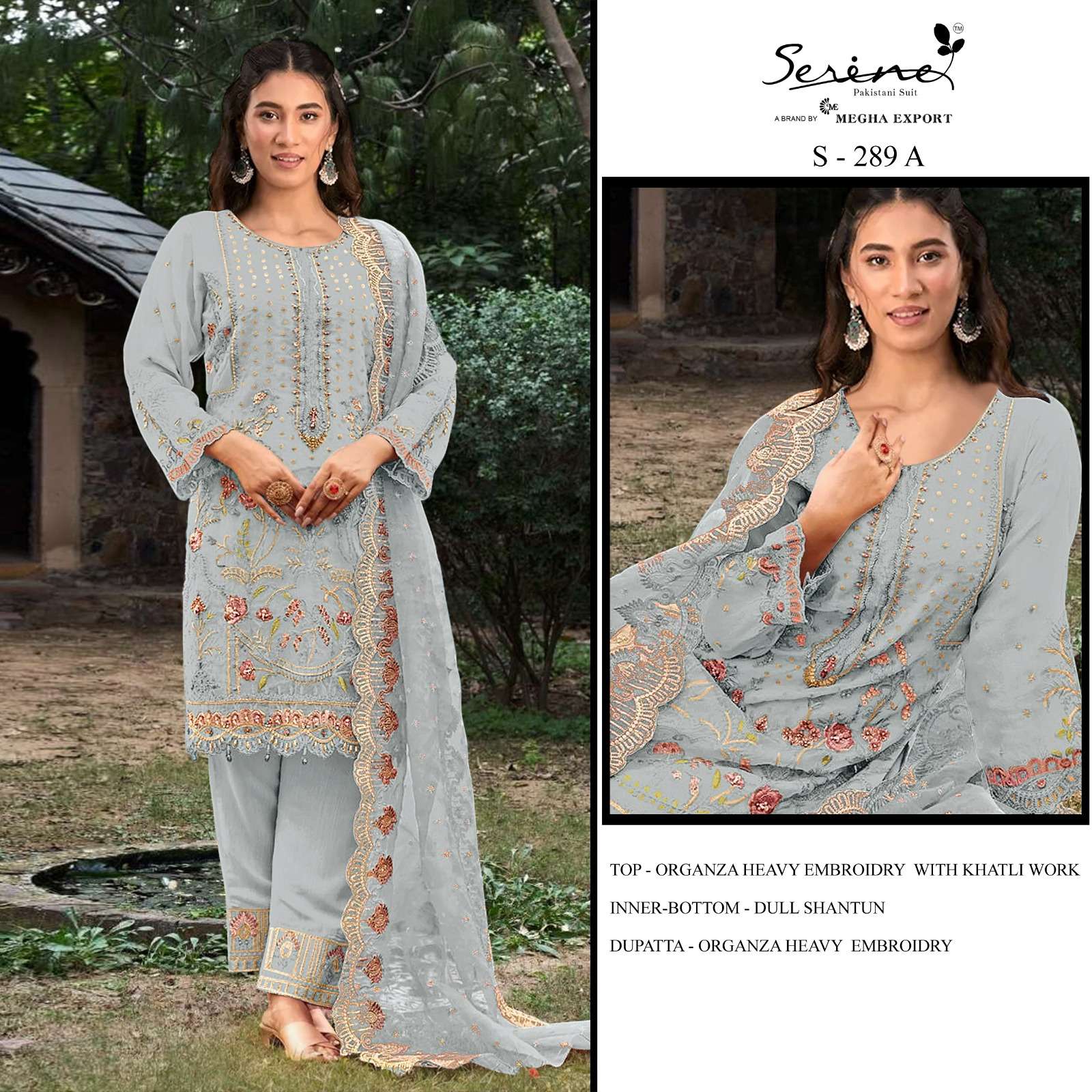 S-289 COLOURS BY SERINE 289-A TO 289-D SERIES ORGANZA HEAVY WORK PAKISTANI DRESSES