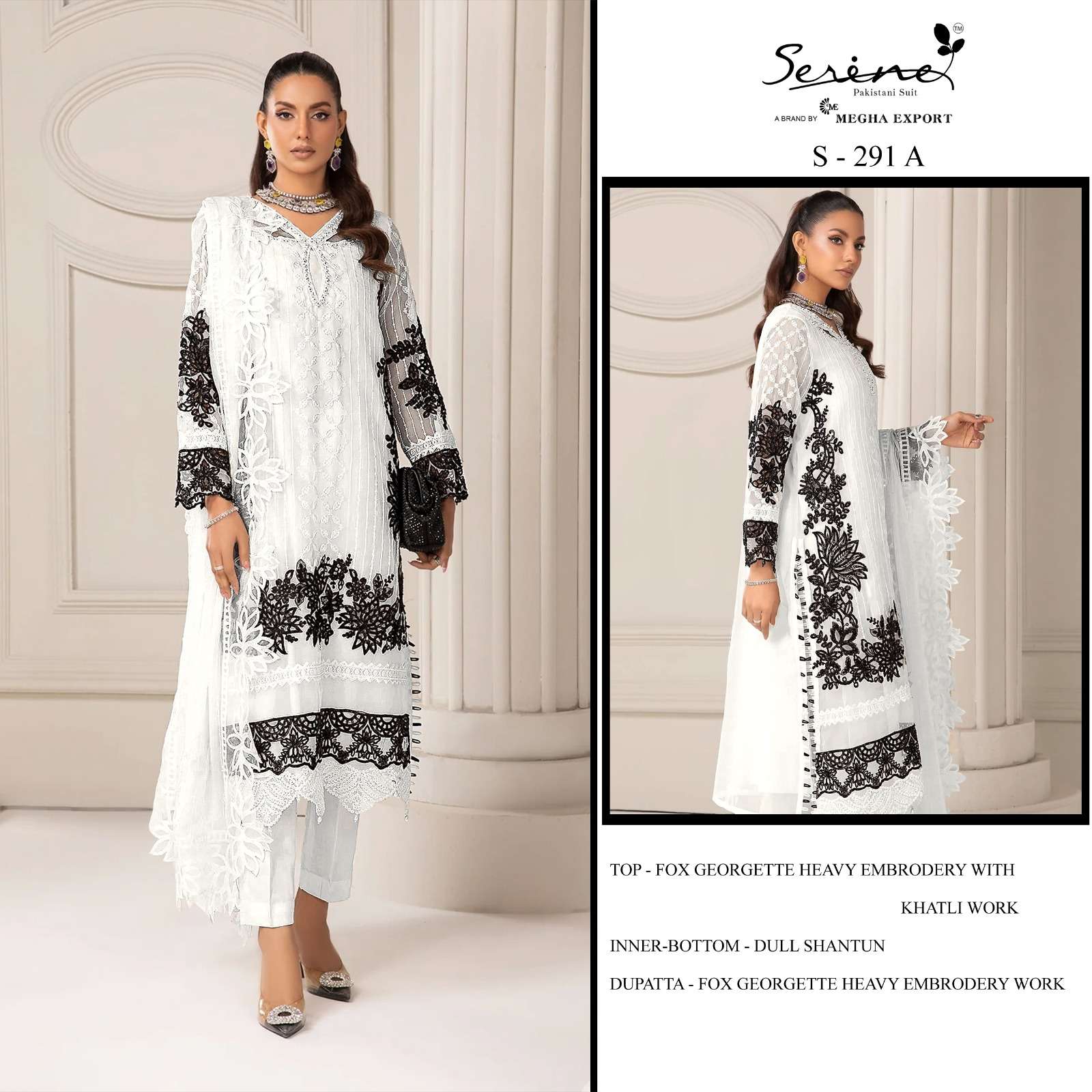 S-291 COLOURS BY SERINE 291-A TO 291-D SERIES FAUX GEORGETTE WORK PAKISTANI DRESSES